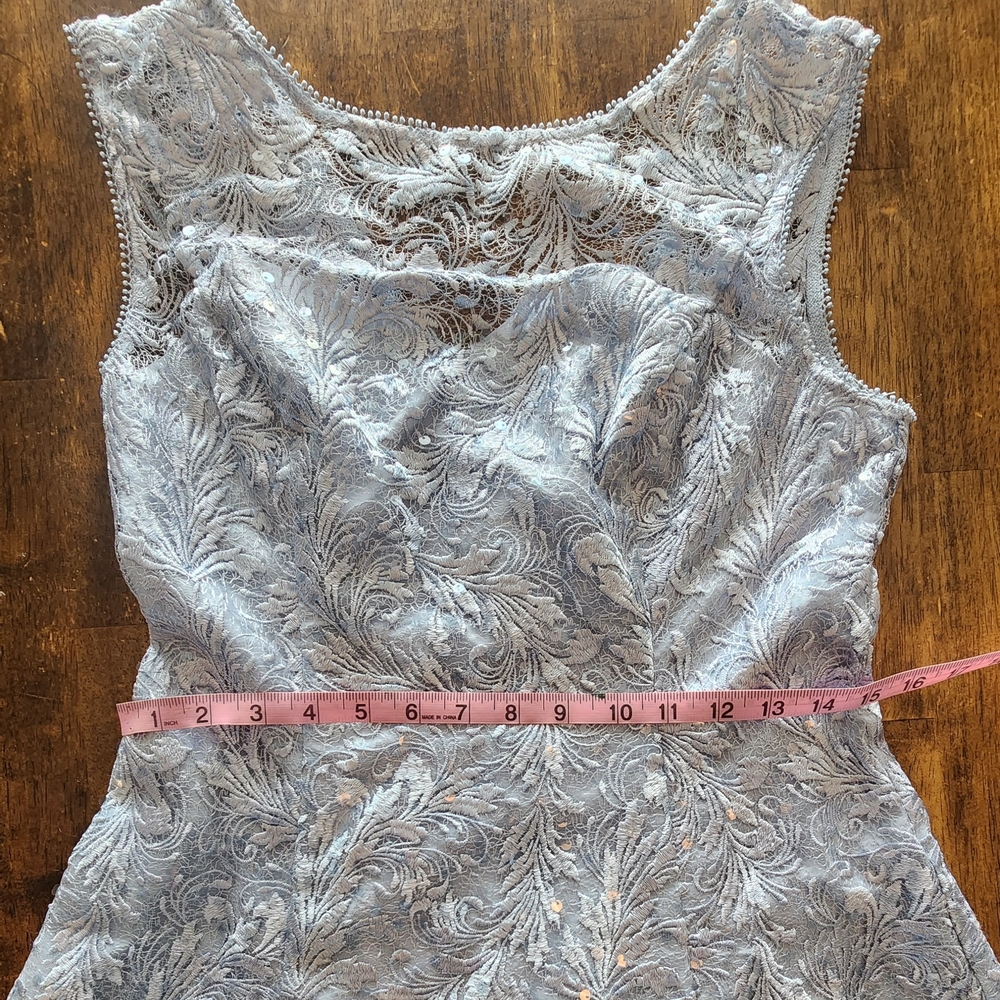 NWT Adrianna Papell Embroidered Lace Midi Cocktail Dress Skyway Blue - 6 - Picture 8 of 13